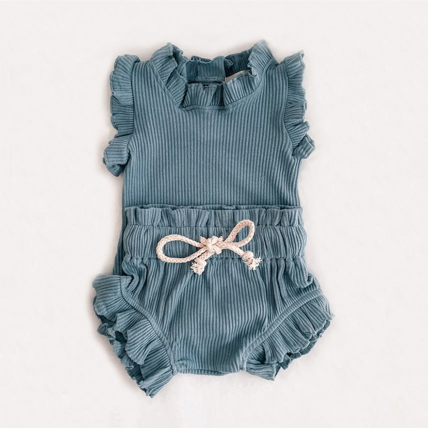 Ruffle Romper Shorts Set