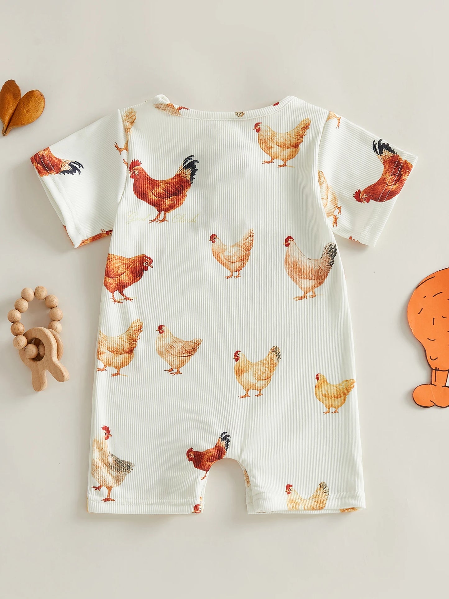 Baby Boys Jumpsuit Short Sleeve Crew Neck Chicken Print Summer Romper Clothes for Casual Daily