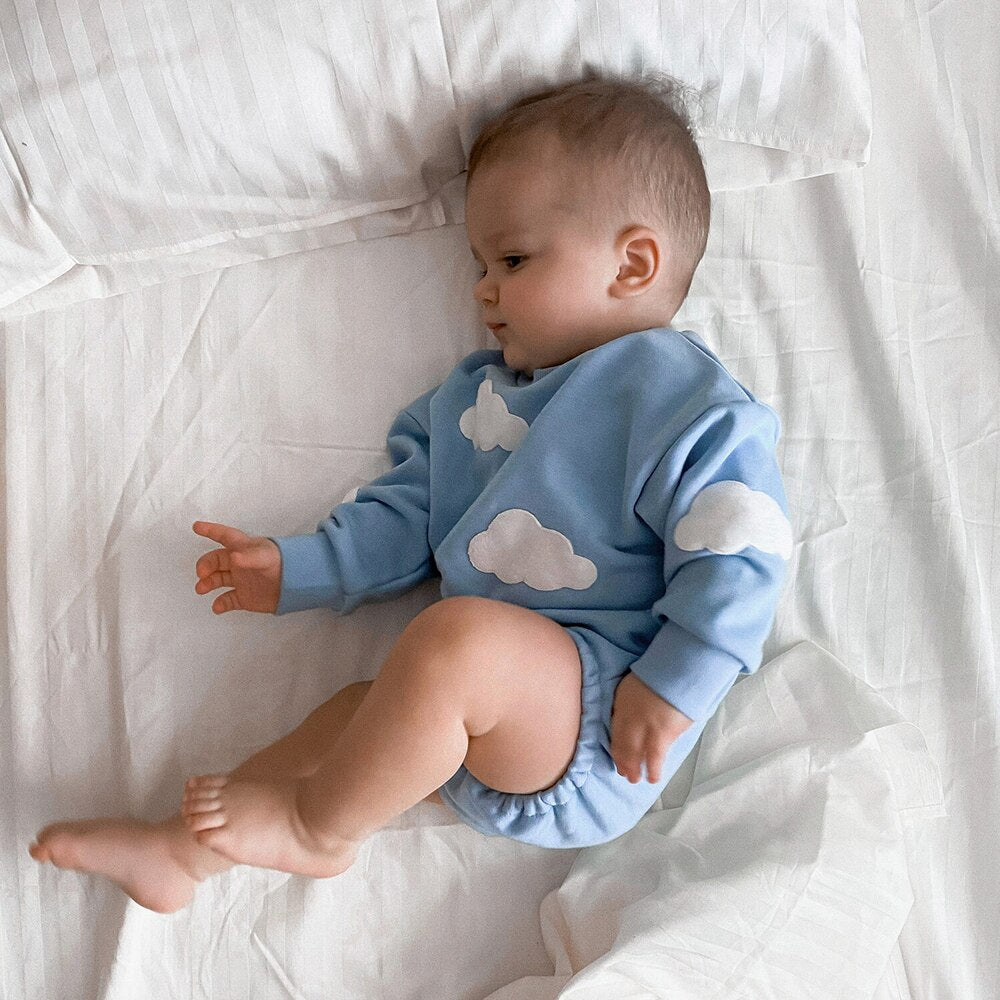 Sky Blue Cloud Sweater Bodysuit Romper