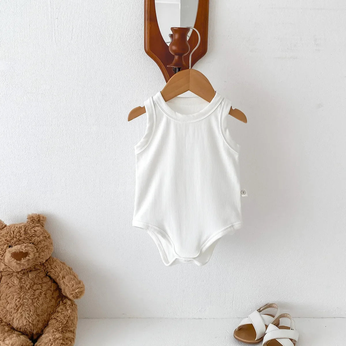 Solid Round Neck Bodysuit Romper