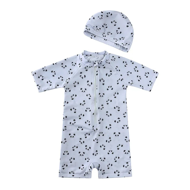 Boys Printed Zip Up Swimsuit