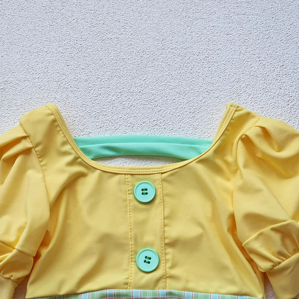Girls Puff Sleeve 2 Pcs Swimsuit Set