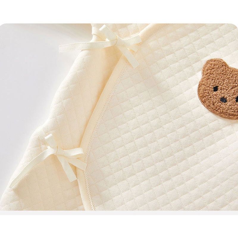 Teddy Bear Patch Kimono Jumpsuit Romper