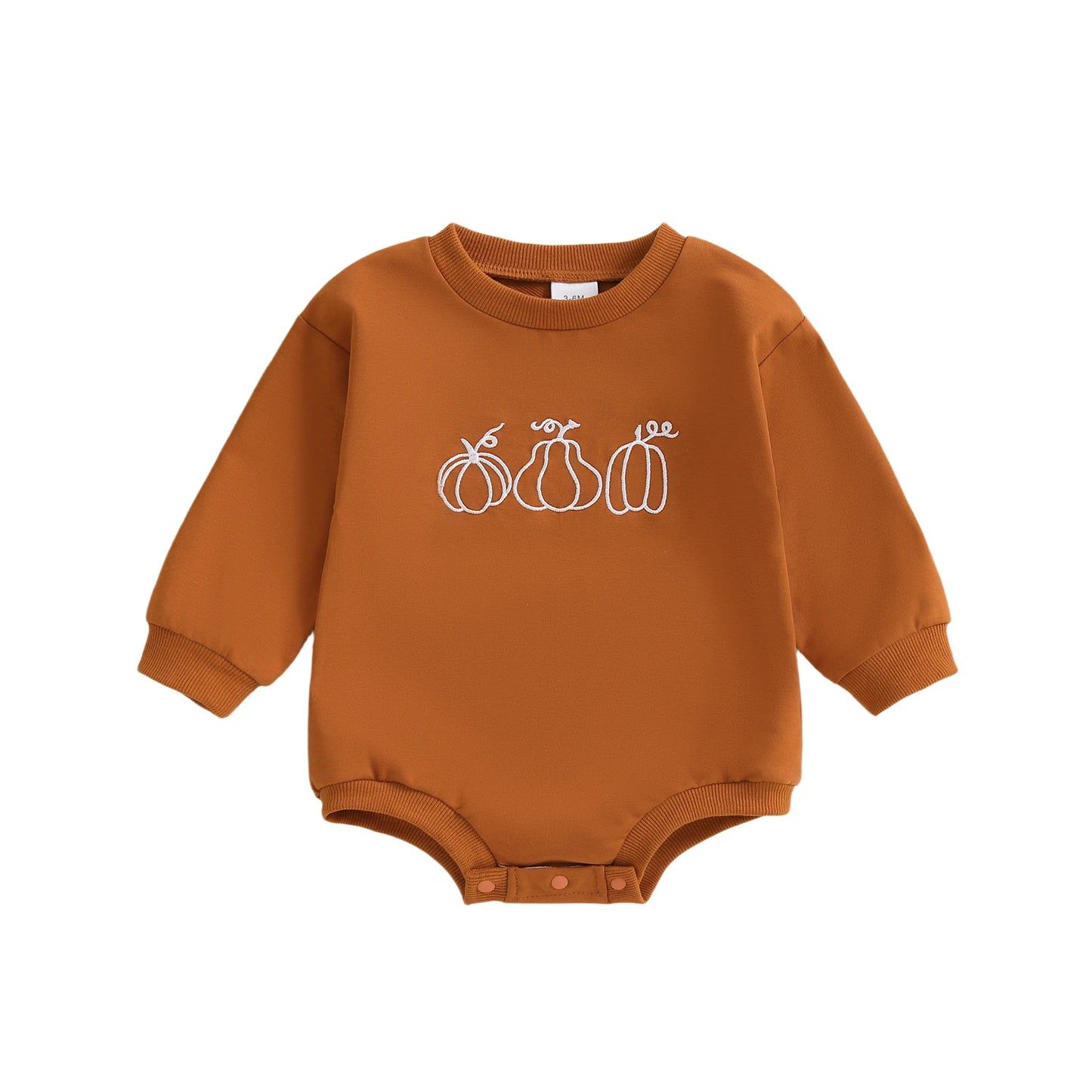 Baby Boys Girls Halloween Thanksgiving Fall Bubble Romper Casual Pumpkin Embroidery Long Sleeve Jumpsuit Toddler Cute Clothes