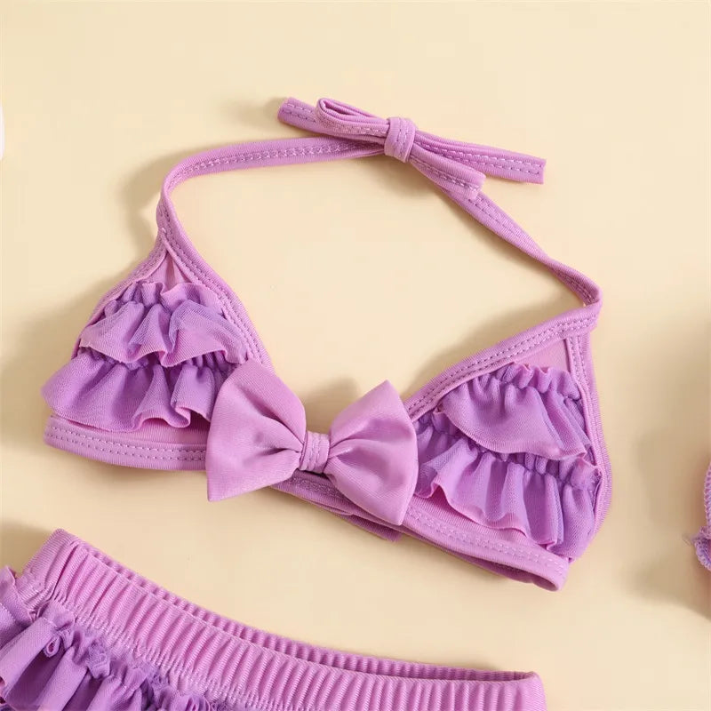 Baby Girls Cute Frill Swimsuit With Hat
