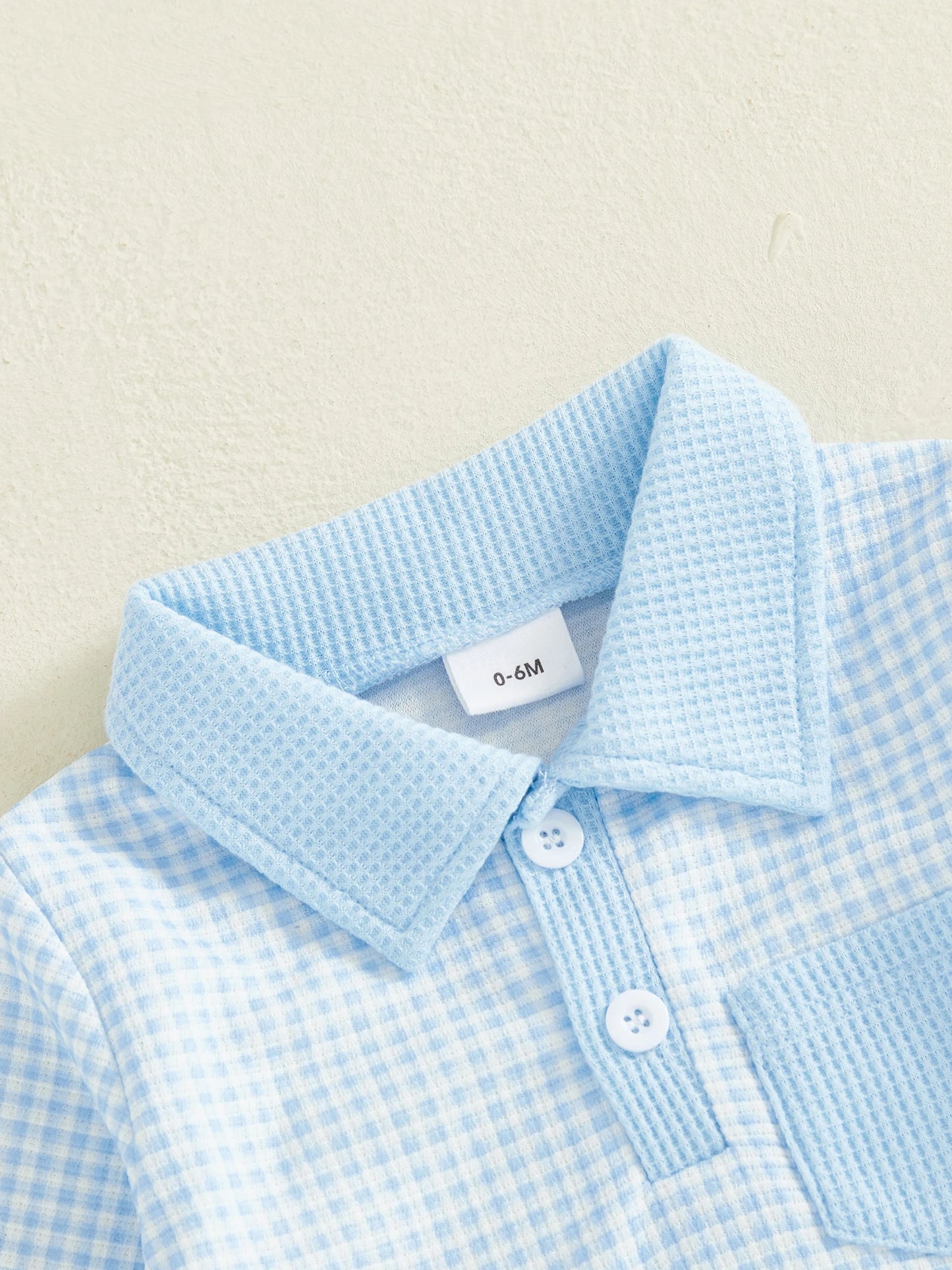 Baby Toddler Boys 2Pcs Outfit Long Sleeve Plaid Collared Top + Jogger Pants Set