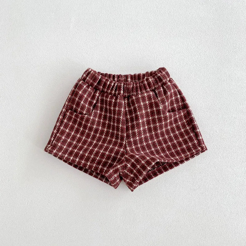 Retro Tweed Vest and Shorts Outfit Set