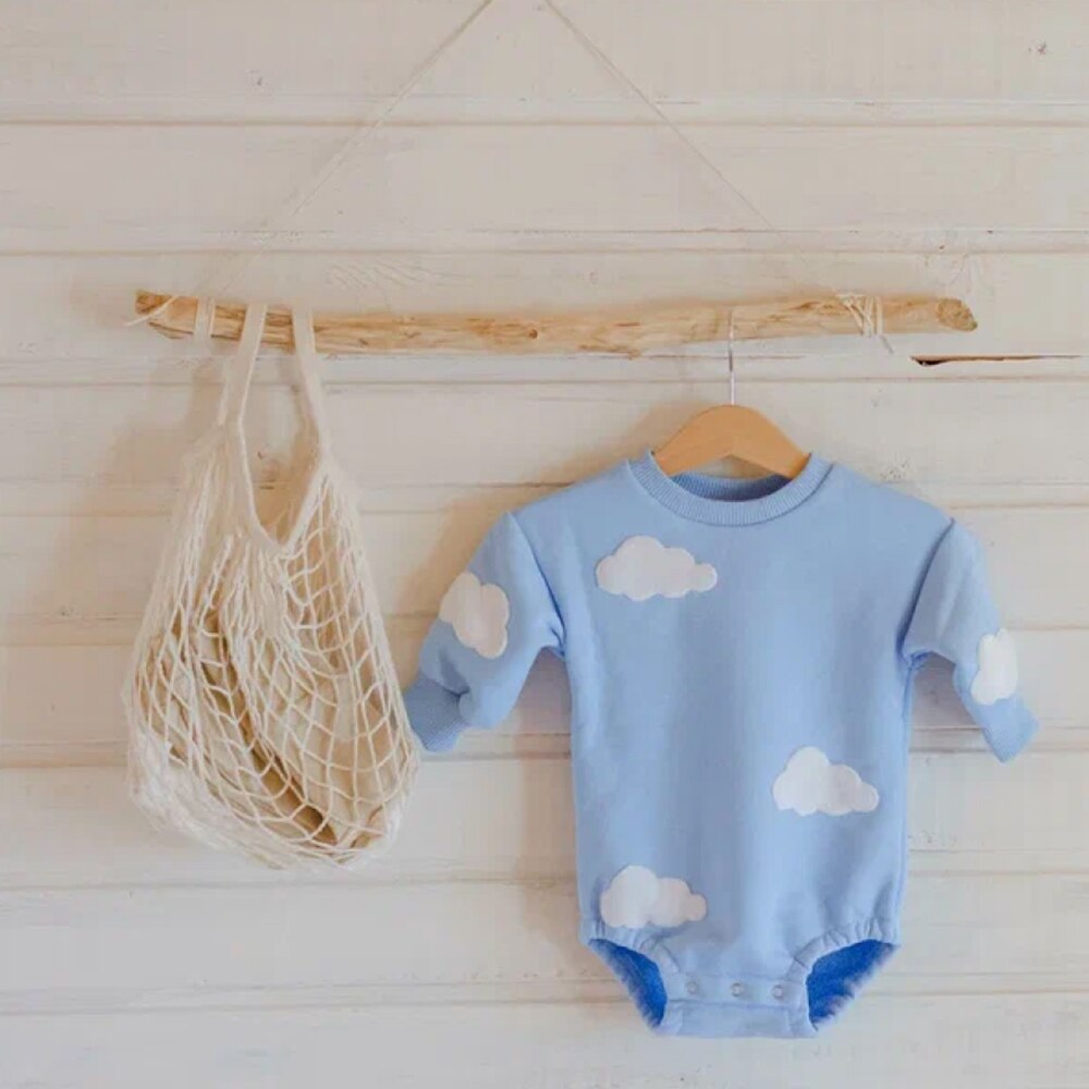 Sky Blue Cloud Sweater Bodysuit Romper
