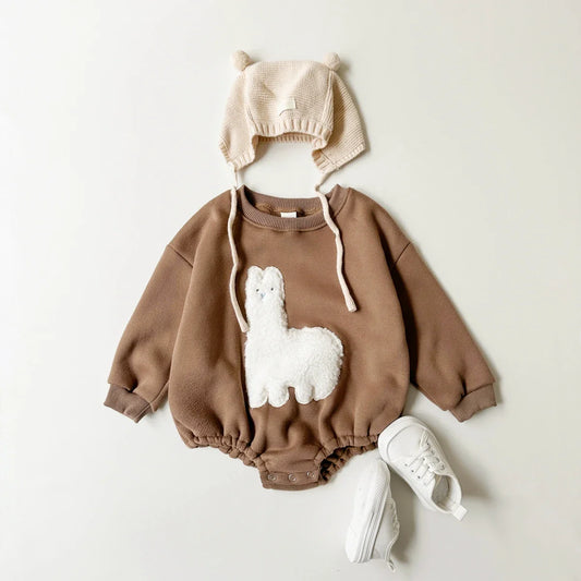 Fuzzy Llama Bodysuit Romper