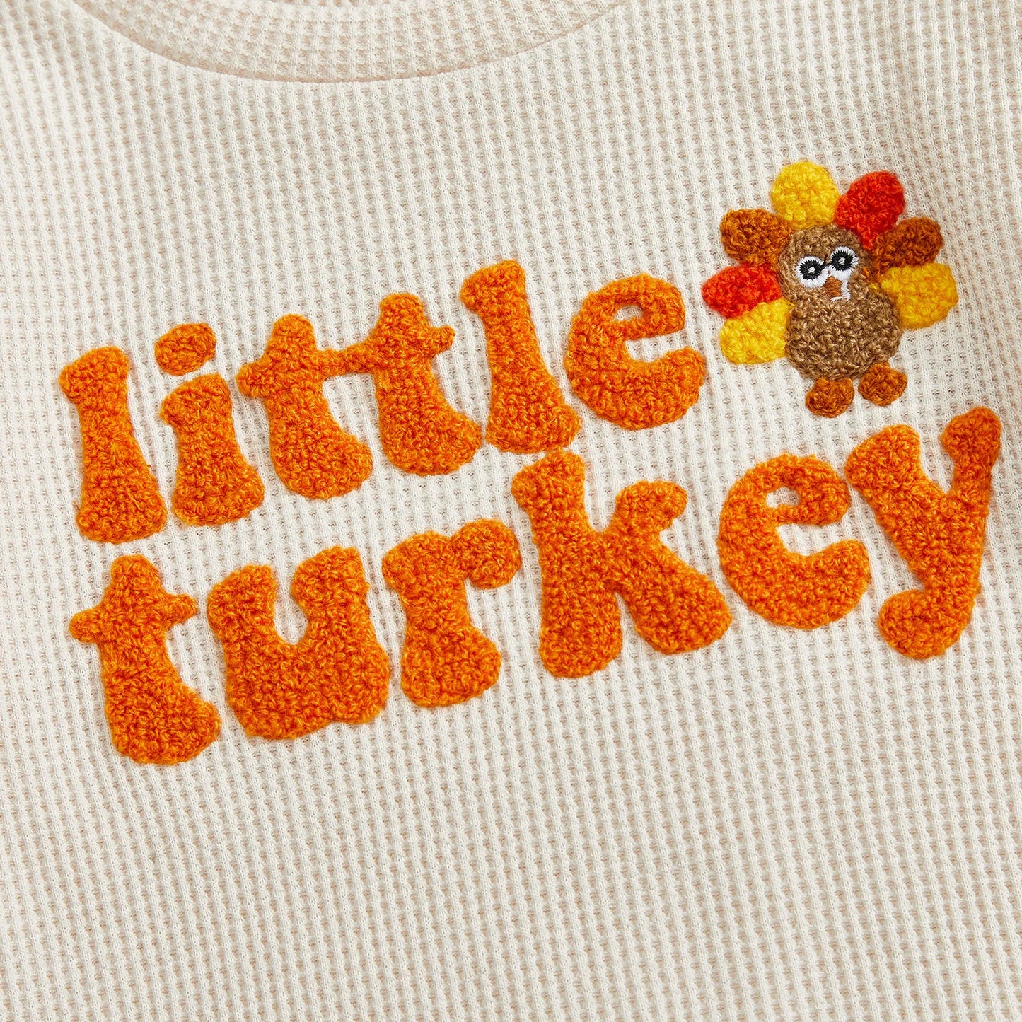 Baby Toddler Boy s2Pcs Little Turkey Thanksgiving Outfit Turkey Letter Embroidery Long Sleeve Pullover Top Elastic Waist Solid Pants Jogger Set