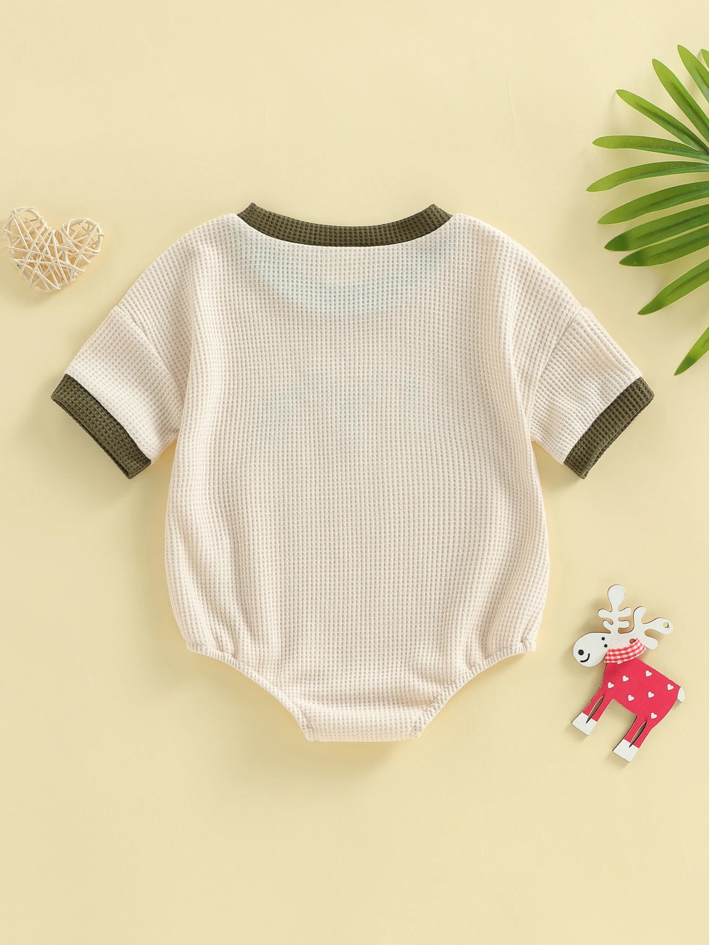 Baby Boys Romper Short Sleeve Crew Neck Embroidery Hunting Animal Summer Bodysuit