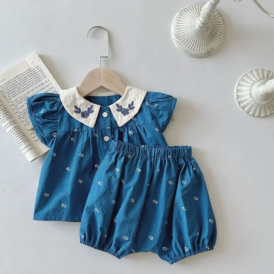 Floral Collar Vintage Romper Set