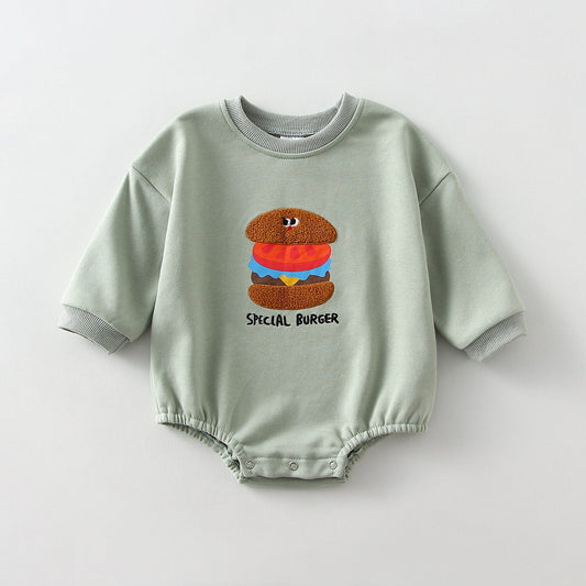 Long Sleeve Cartoon Embroidered Overalls Bodysuits Romper