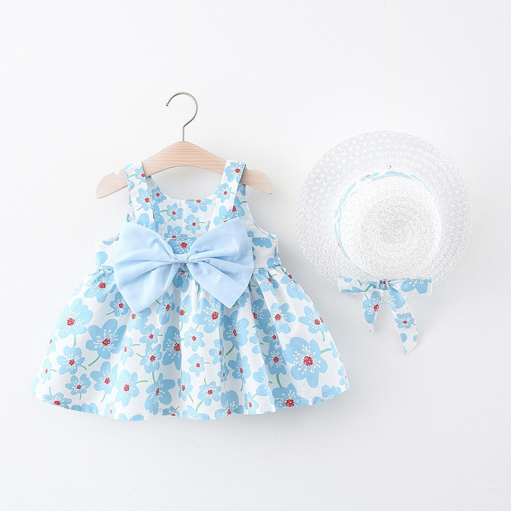 Summer Flower Girl Dress With Hat Set