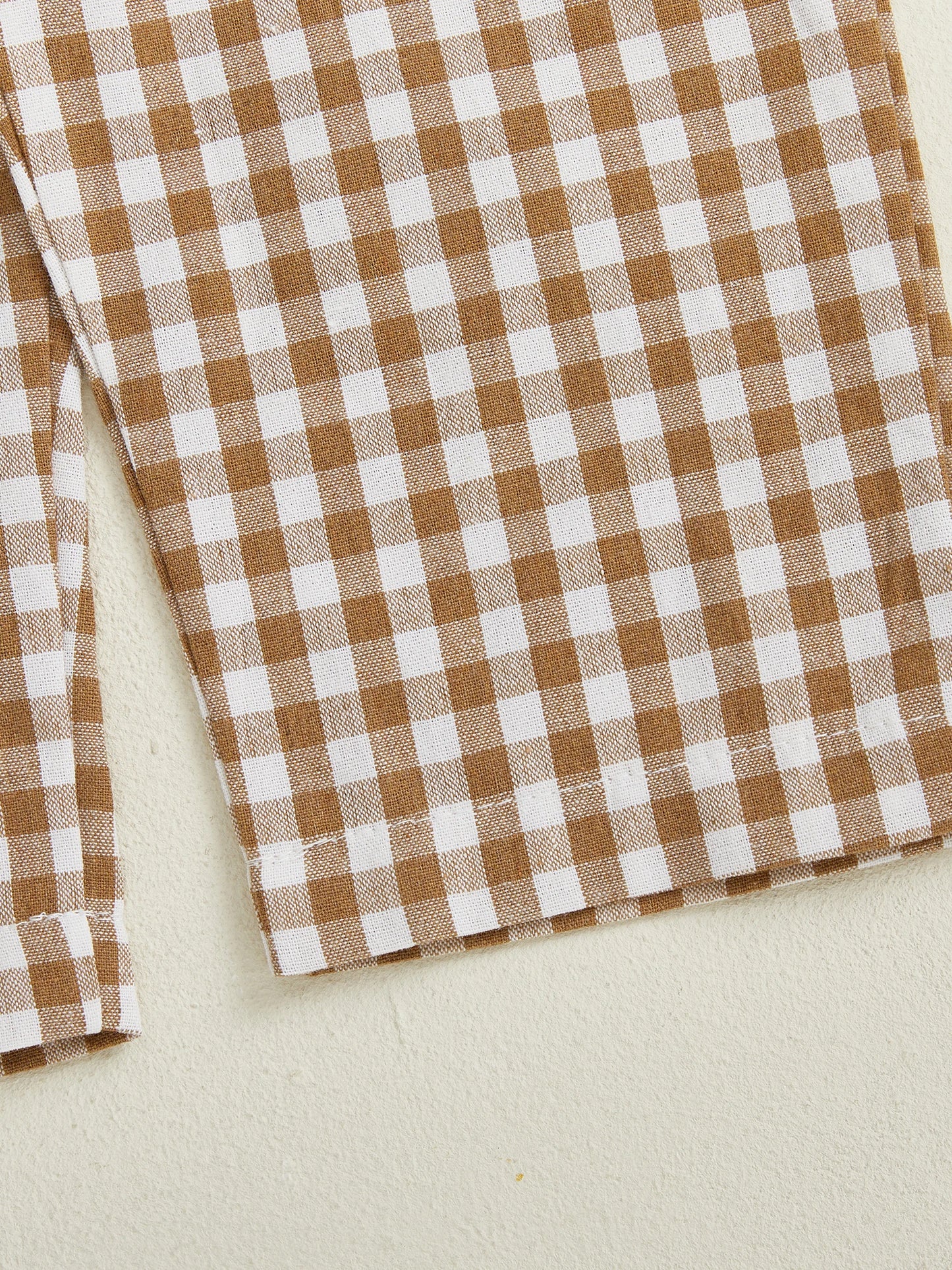 Baby Toddler Boys Girls 2Pcs Thanksgiving Outfit Pumpkin Turkey Pie Long Sleeve Crewneck Top Plaid Elastic Waist Pants Set