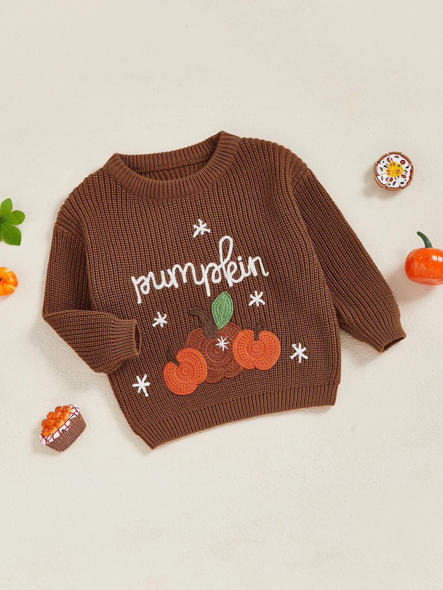 Baby Toddler Kids Boys Girls Halloween Fall Sweater Long Sleeve Round Neck Pumpkin/ Pumpkin Season Truck/Ghost Embroidery Knit Top