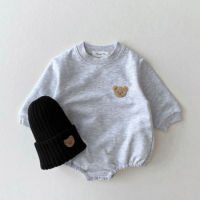 Teddy Bear Sweatshirt Bodysuit Romper