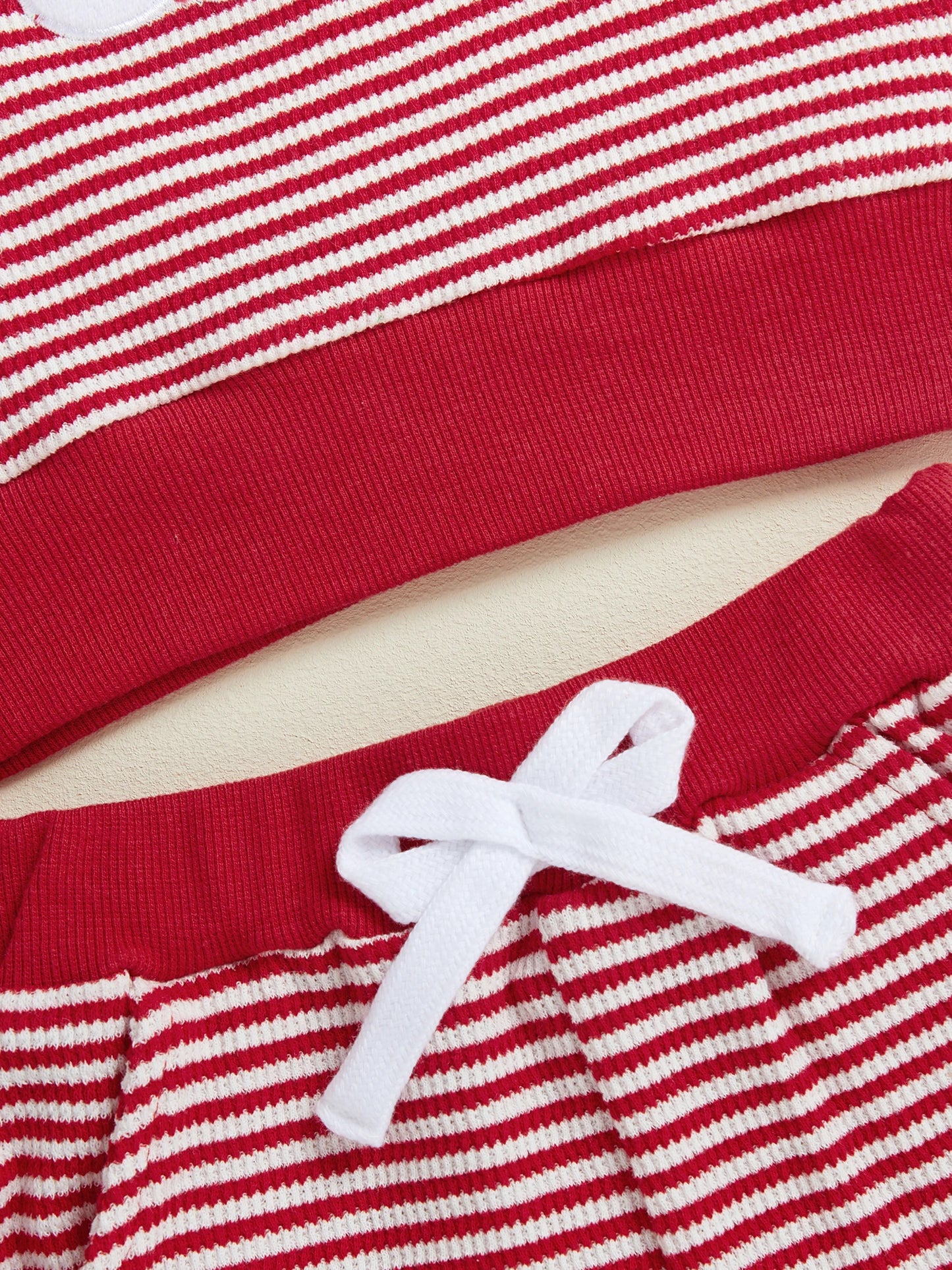 Baby Toddler Boys 2Pcs Striped Set Santa Claus Embroidery Long Sleeve Pullover Top with Pants Christmas Outfit