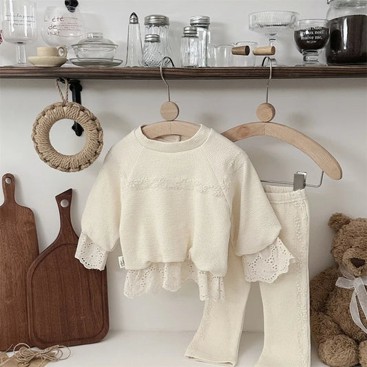 Lace Sweatshirt Pants Set