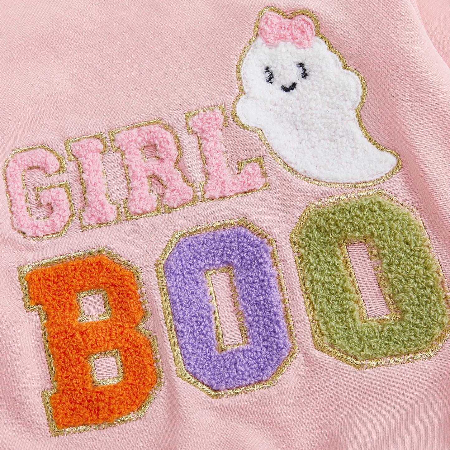 Baby Toddler Girls 2Pcs Girl Boo Halloween Outfit Long Sleeve Letter Ghost Embroidery Tops A-line Tulle Skirt Set
