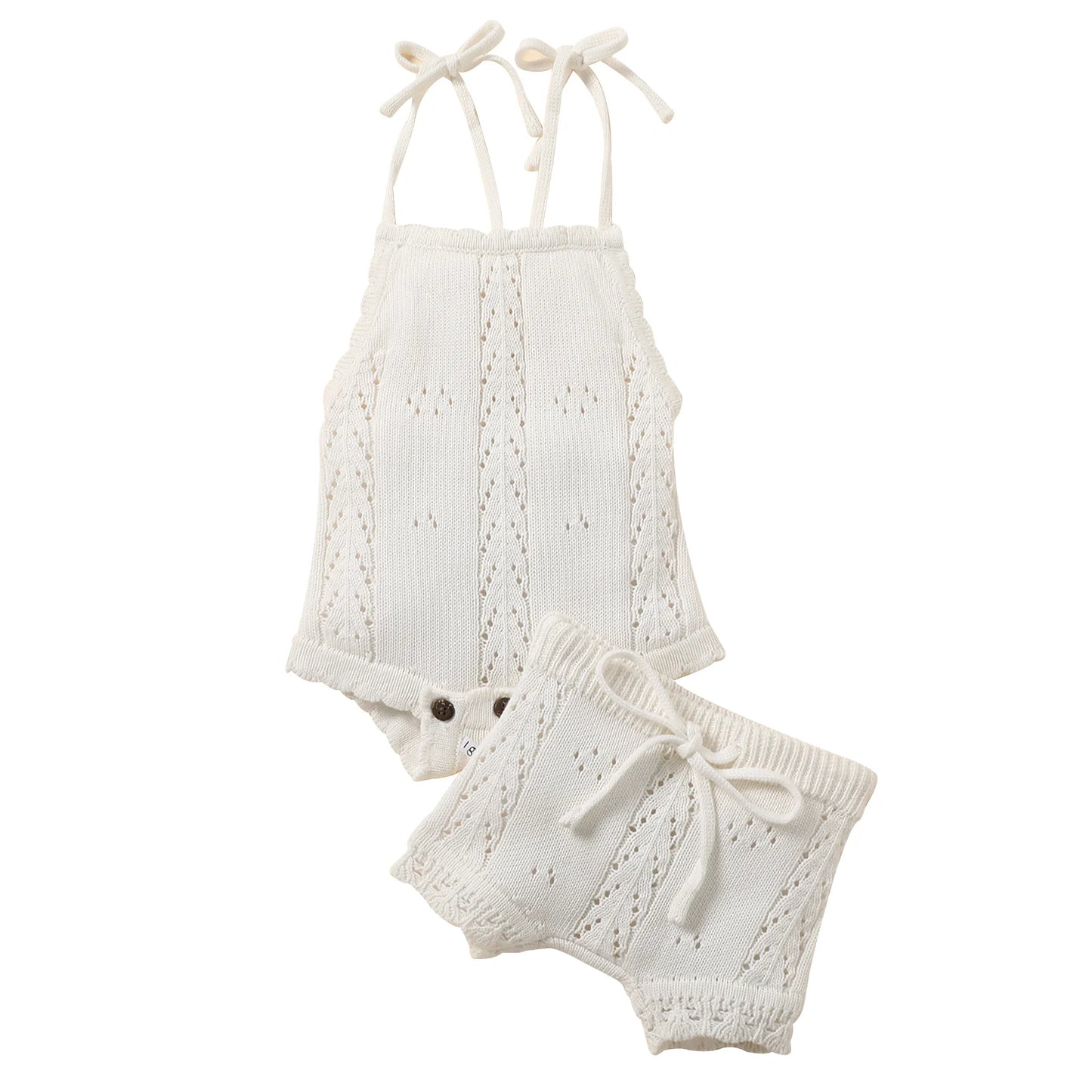 Baby Girls 2Pcs Summer Clothing Set Sleeveless Solid Knitted Tank Top Bodysuit and Shorts Set