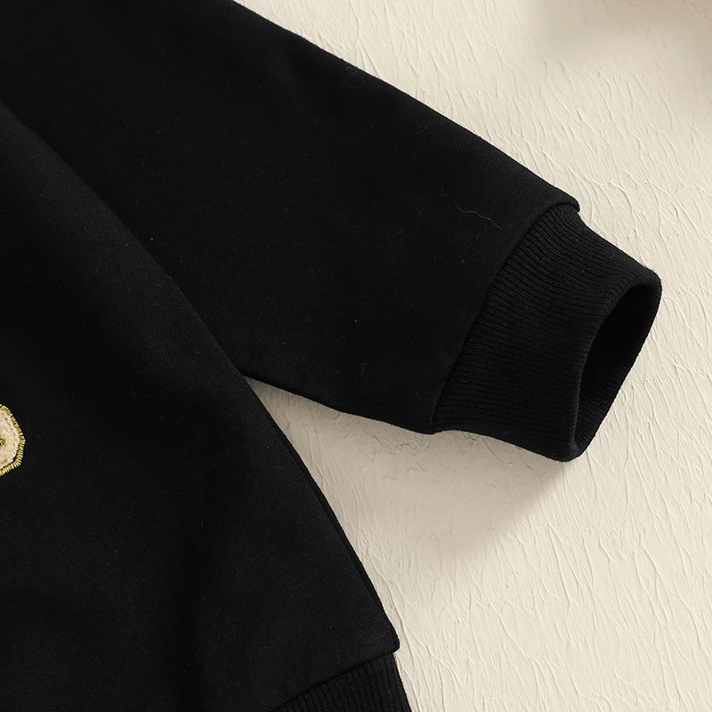 Toddler Kids Girl 2Pcs New Years Cheers Skirt Outfit Letter Embroidery Long Sleeve Top Glitter Star Print Tulle Skirt Clothing Set