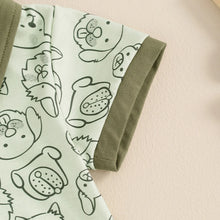 Load image into Gallery viewer, Baby Toddler Boys 2Pcs Set Short Sleeve Collar Dog Animal Print Shirt Top and Drawstring Shorts Sets
