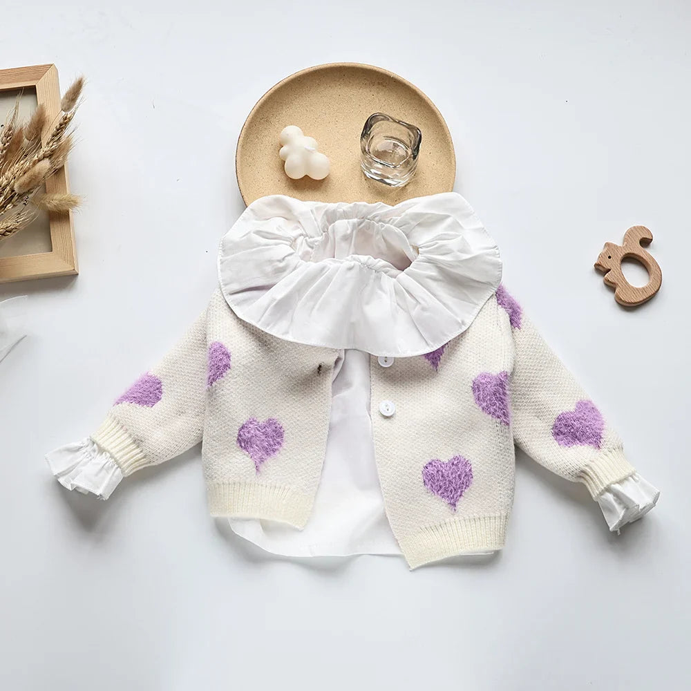 Heart Print 2 Piece Sweater Set