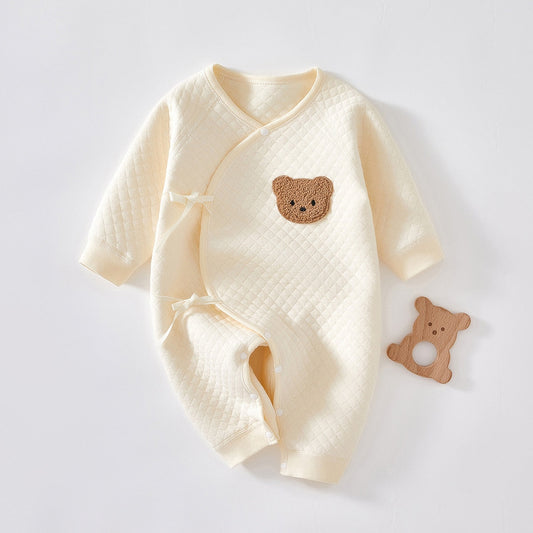 Teddy Bear Patch Kimono Jumpsuit Romper
