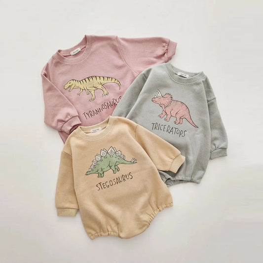 Dinosaur Long Sleeve Sweatshirt Bodysuit Romper
