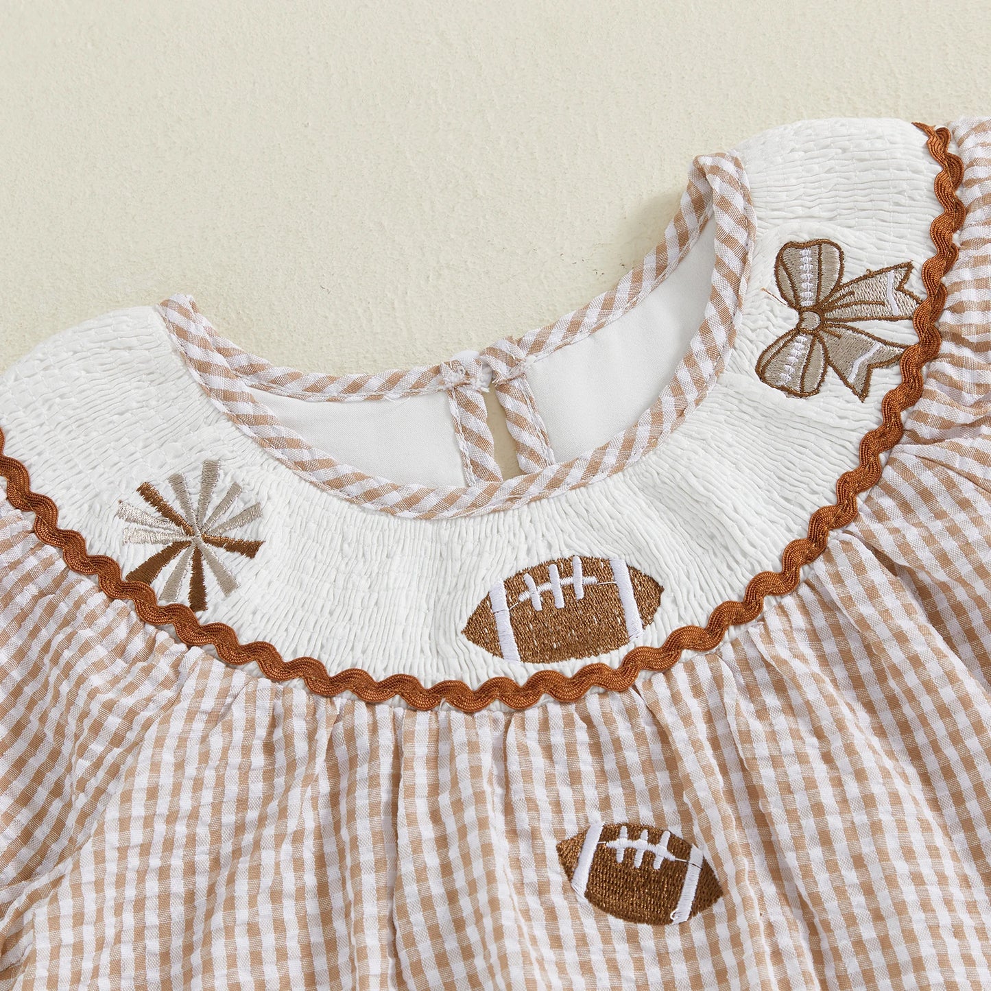 Toddler Kids Girl Dress Loose Fit Football Embroidered Plaid Crew Neck Short Sleeve Dress Summer Fall