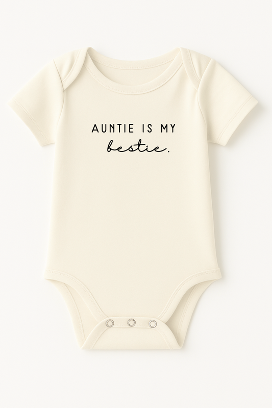 Auntie is my Bestie Organic Cotton Baby Bodysuit Short Sleeve