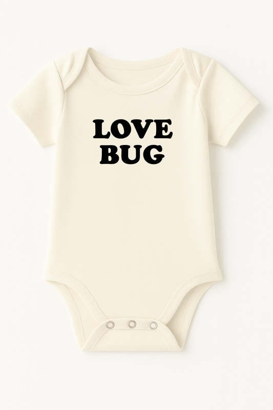 Love Bug Organic Cotton Baby Bodysuit Short Sleeve