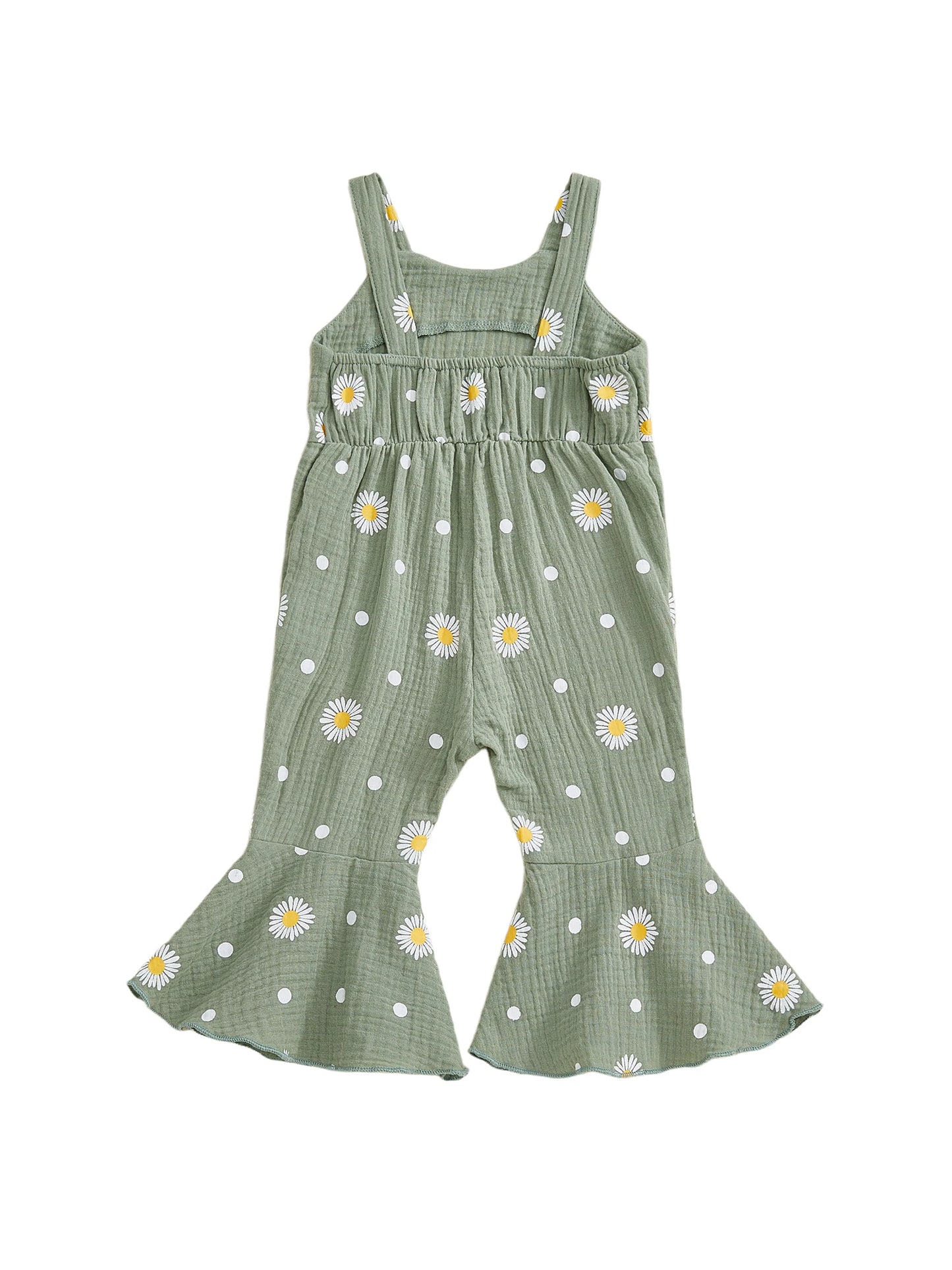 Baby Toddler Girls Summer Overalls Infants Sleeveless Daisy Floral Print Suspender Flared Pants