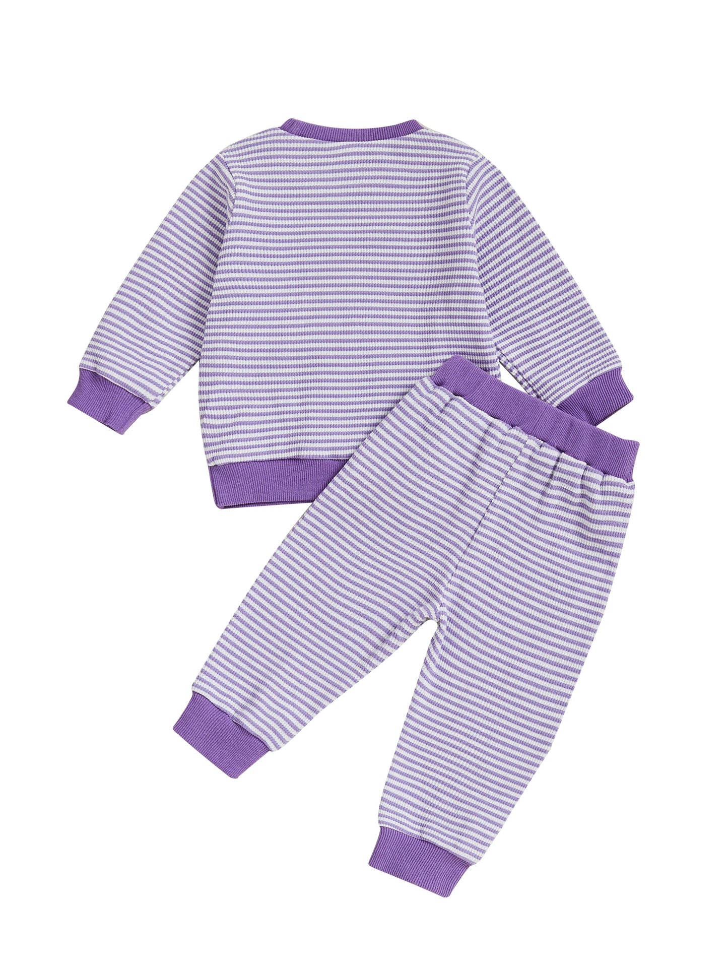 Baby Toddler Girls 2Pcs Pants Set Embroidery Ghost Long Sleeve Top with Striped Jogger Pants Halloween Clothes