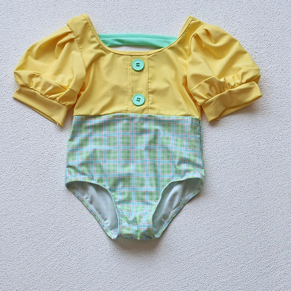 Girls Puff Sleeve 2 Pcs Swimsuit Set