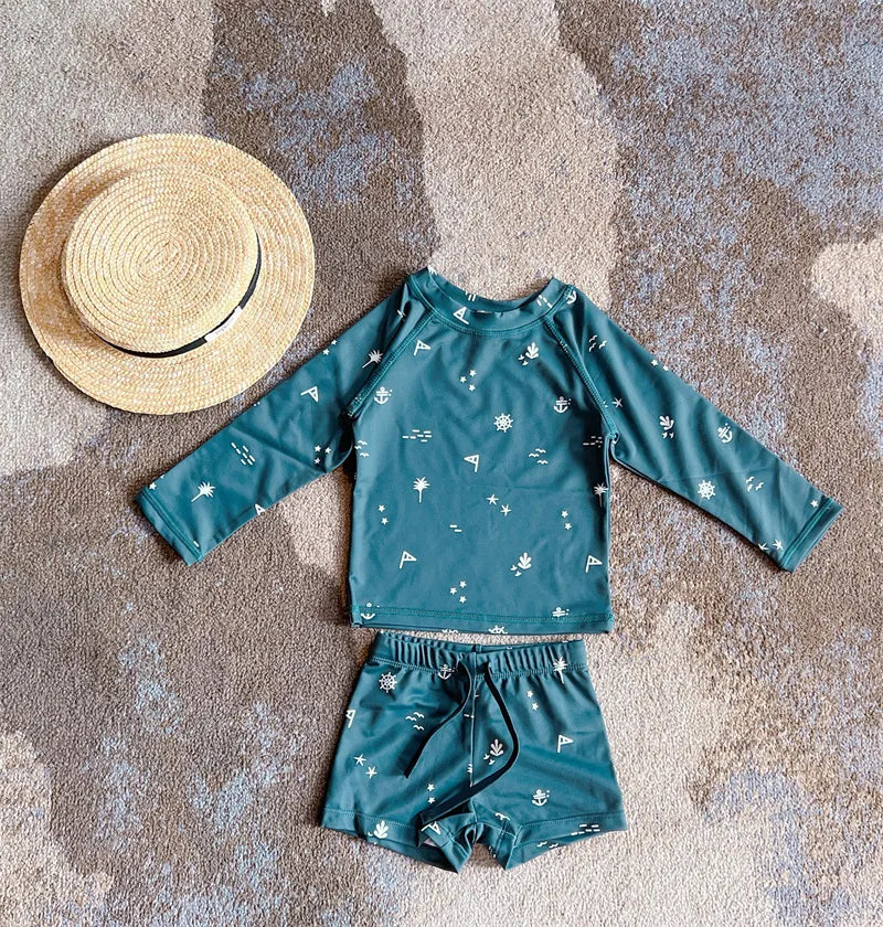 Long Sleeve Printed Swimwear Set