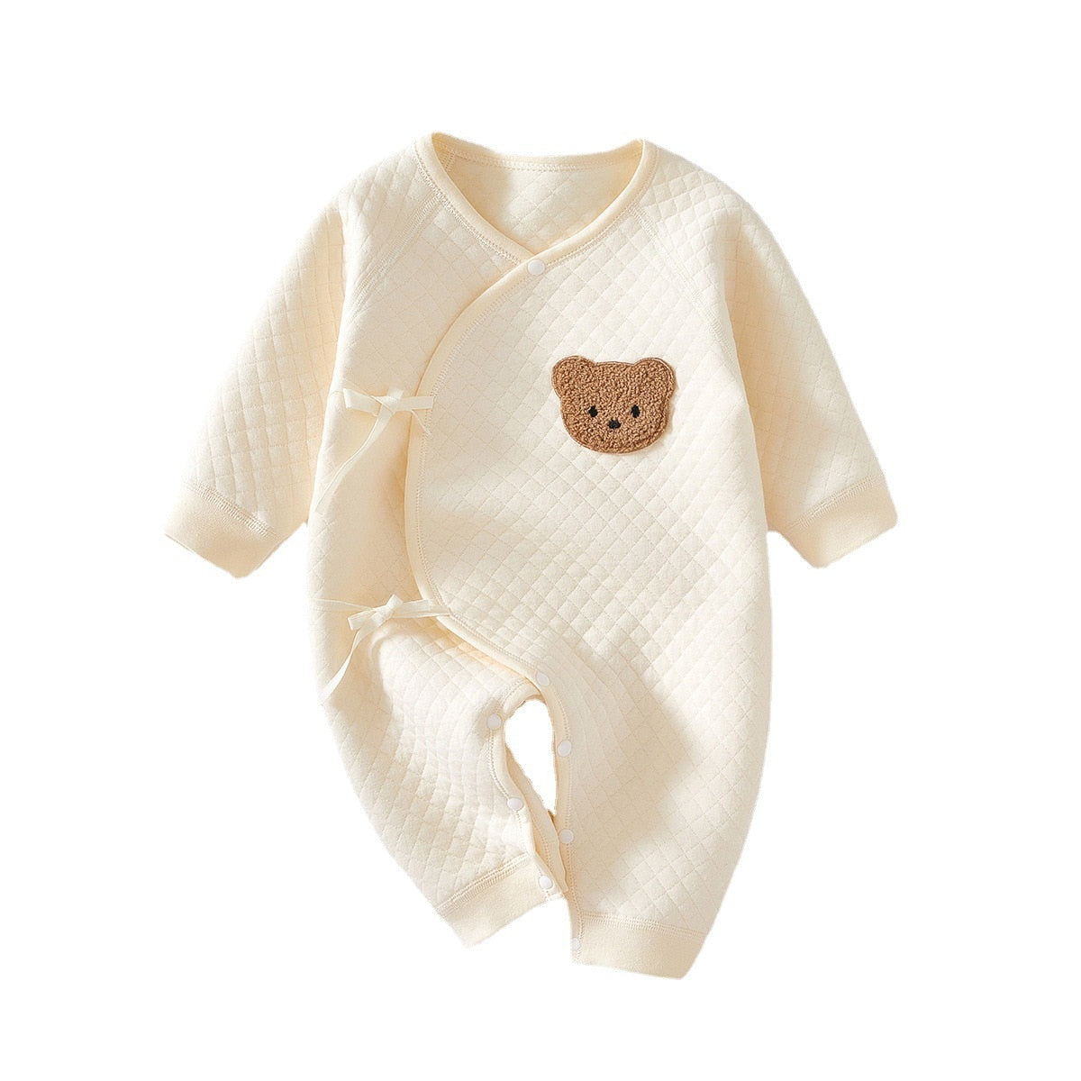 Teddy Bear Patch Kimono Jumpsuit Romper