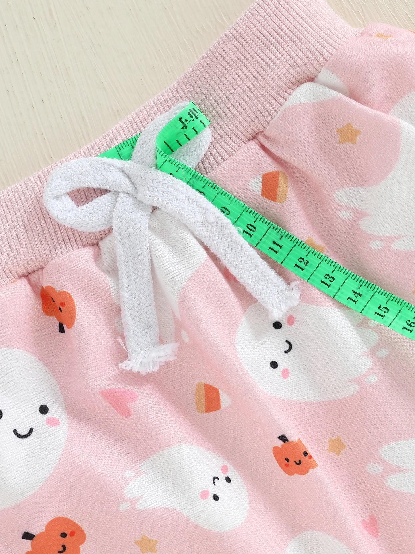 Baby Toddler Girls 2Pcs Halloween Outfit Ghost Pumpkin Print Crew Neck Long Sleeve Top and Pants Set