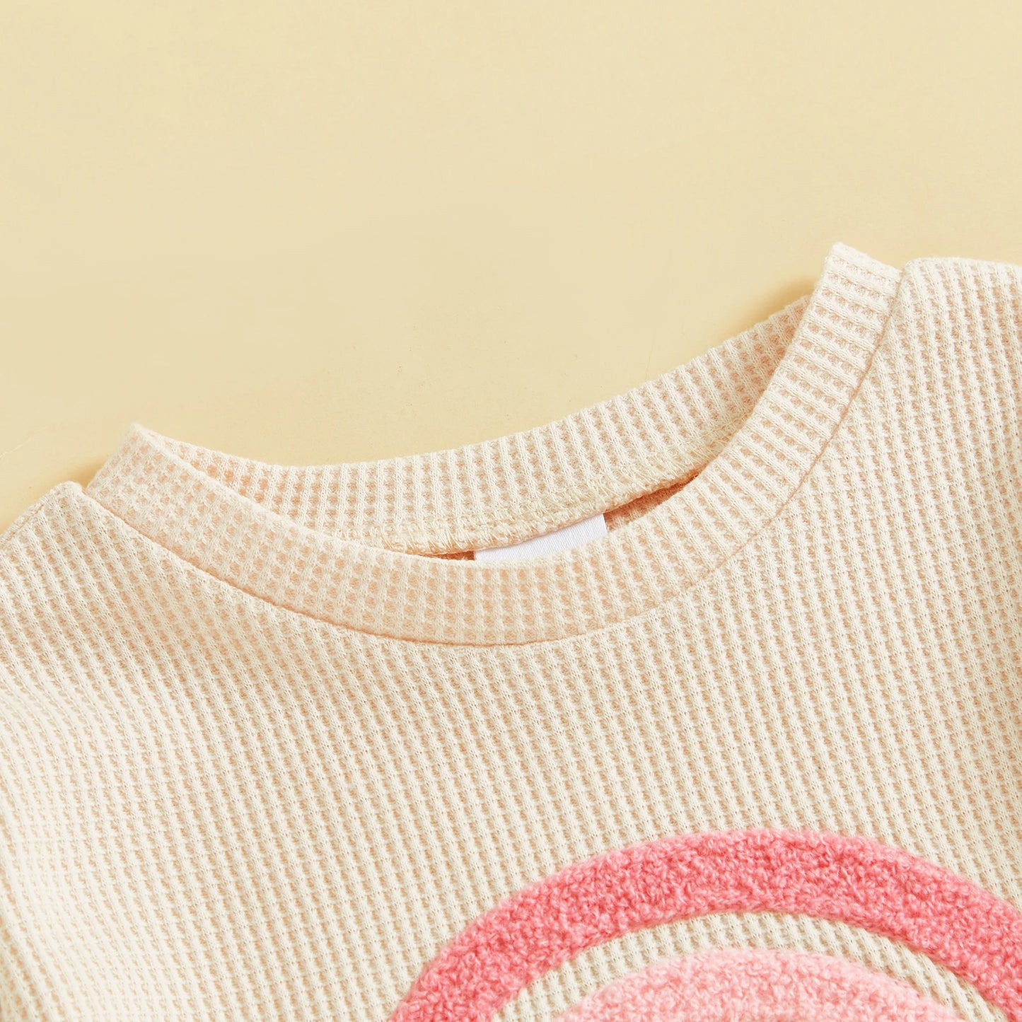 Baby Toddler Girls 2Pcs Fall Set Fashionable Rainbow Embroidery Long Sleeve Pullover Top with Jogger Pants Outfit