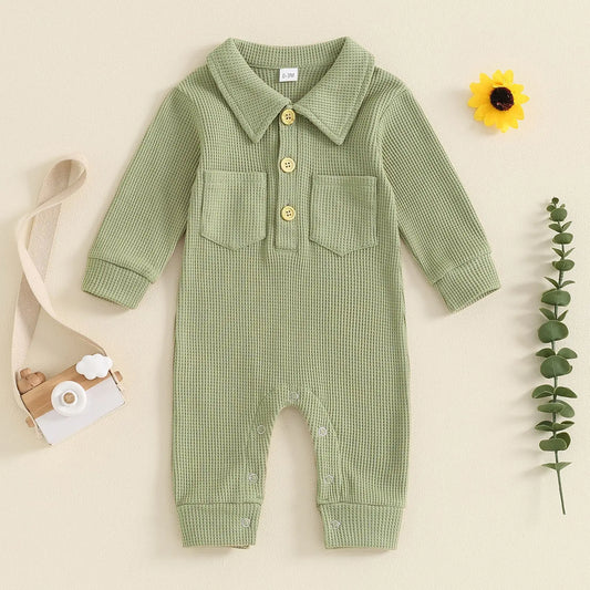 Turn Down Collar Boys Jumpsuit Romper