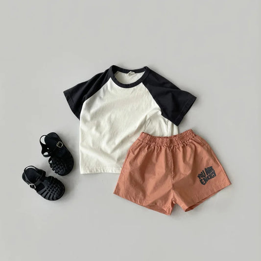 Color-Block Cotton Short Sleeve T-Shirt