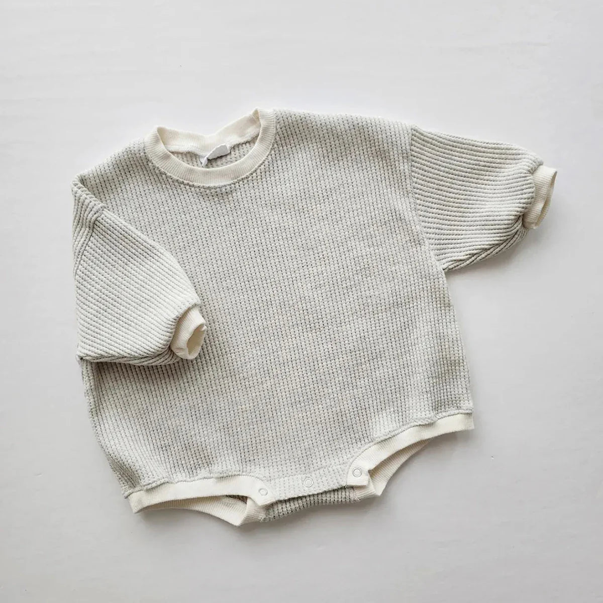 Oversize Solid Waffle Bodysuit Romper