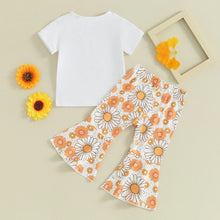 Load image into Gallery viewer, Toddler Kids Baby Girls 2Pcs In My Mama&#39;s Bestie Era Flowers Summer Clothes Letter Floral Print Short Sleeve T-shirts + Flare Pants Set Outfit
