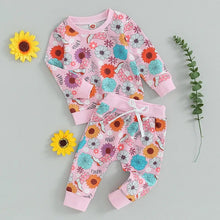 Load image into Gallery viewer, Baby Toddler Boys Girls 2Pcs Western Clothes Flower/Cow Print Top Elastic Waist Pants Set
