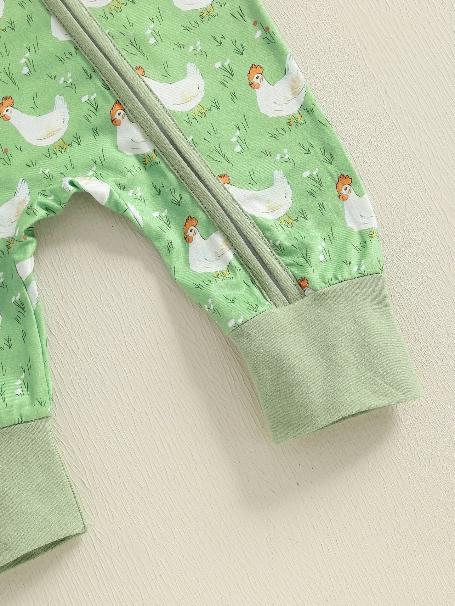 Baby Girl Boy Chicken Print Jumpsuit Long Sleeve Round Neck Zipper Romper