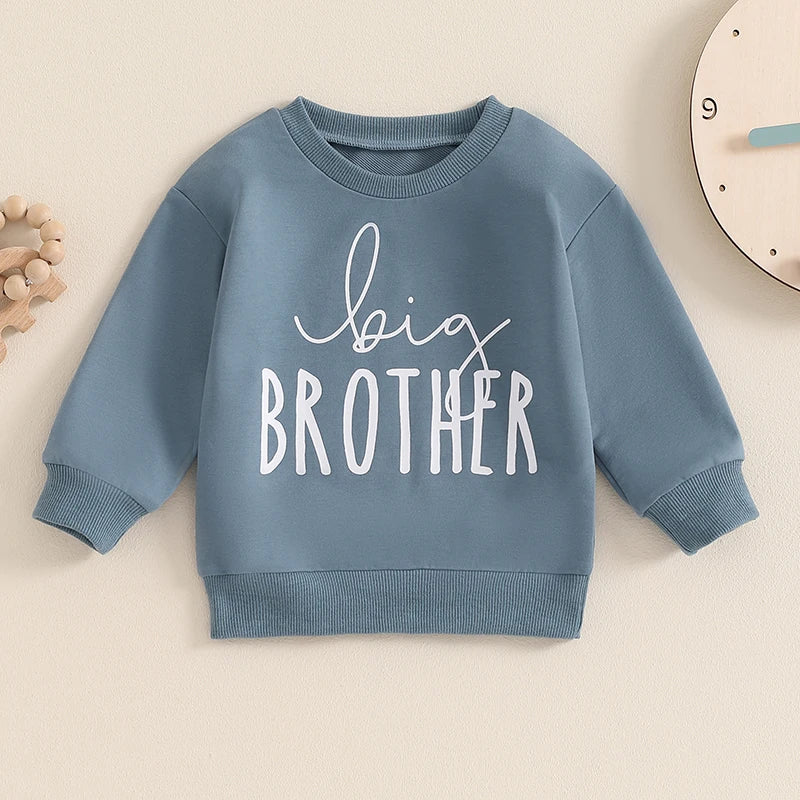 Baby Toddler Boys Big Brother Letter Print Long Sleeve Pullover Autumn August Willow