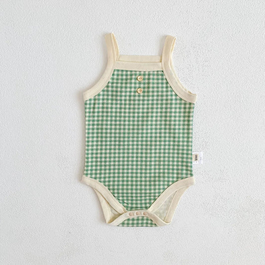 Baby Girl Plaid Camisole Bodysuit Romper