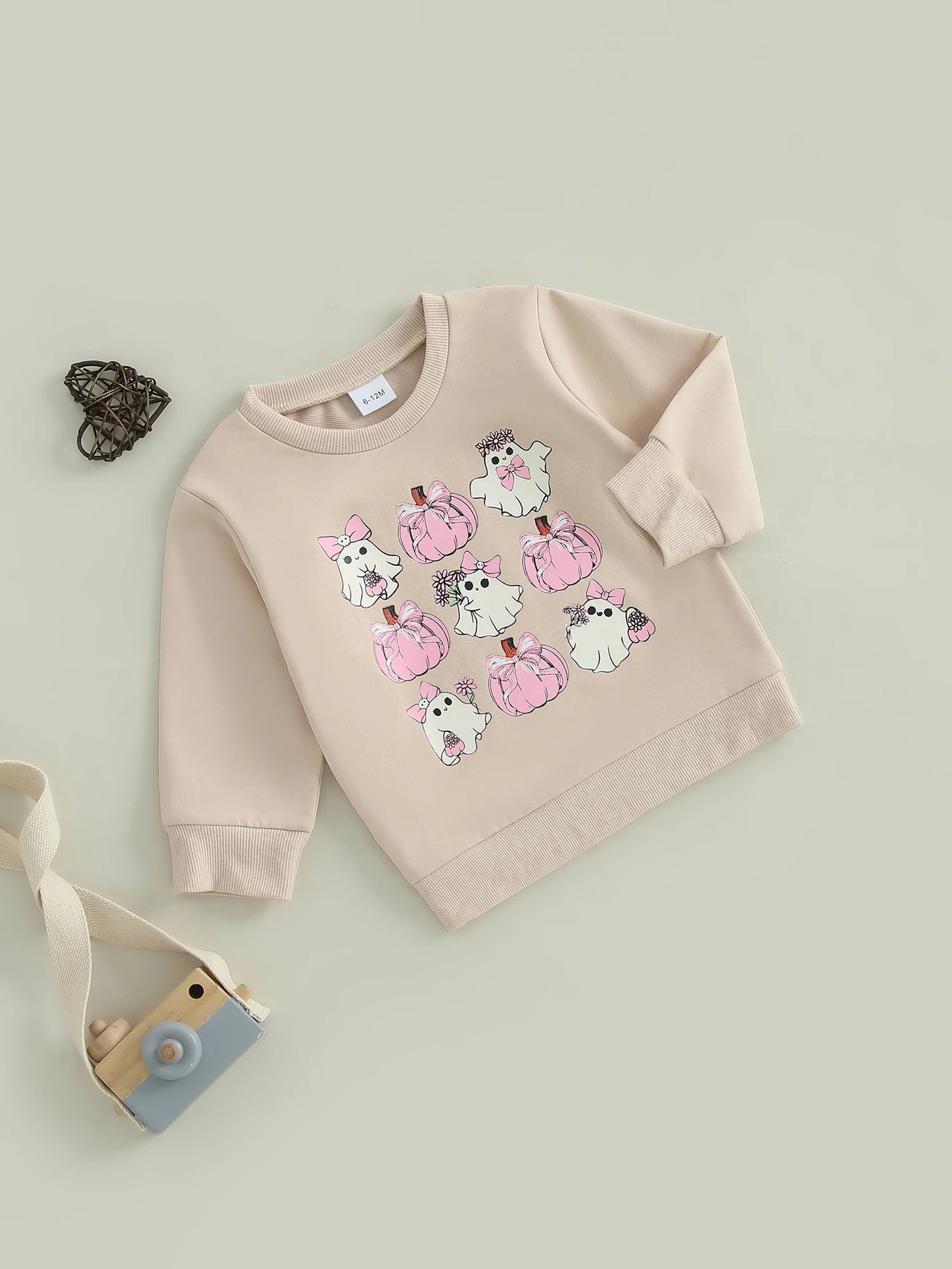 Baby Toddler Girls Boys Halloween Ghost Pumpkin Print Stylish Loose Fit Casual O-Neck Long Sleeve Pullover Top