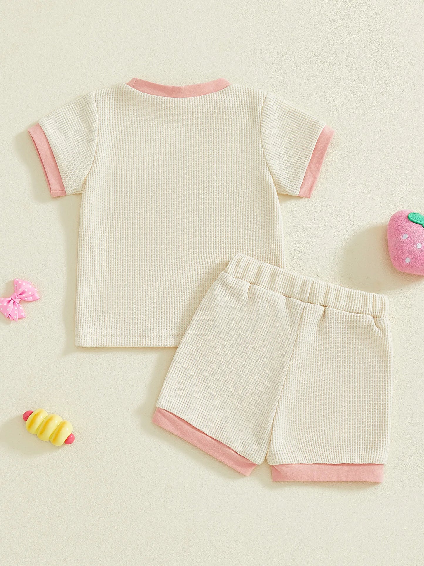 Baby Toddler Girls 2Pcs Daddy's Girl Clothing Set Cute Short Sleeve Letters Embroidery Top with Bow Shorts 2Pcs Outfit